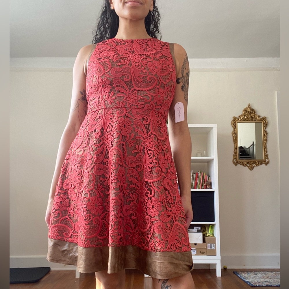 NWT Jessica Simpson Lace and Faux Suede Dress